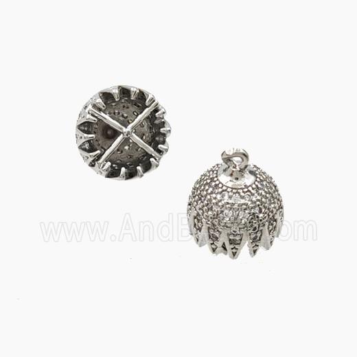 Copper Jellyfish Tassel Bail Pave Zirconia Platinum Plated