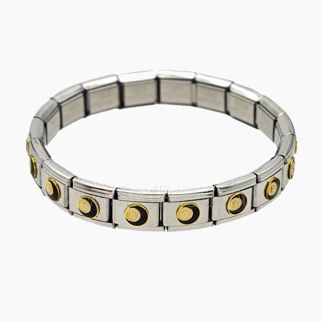 Raw Stainless Steel Module Bracelet With Moon Enamel