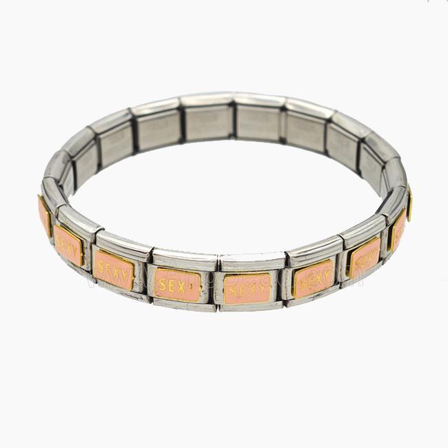 Raw Stainless Steel Module Bracelet With Sex Enamel
