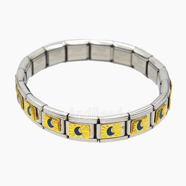 Raw Stainless Steel Module Bracelet With Moon