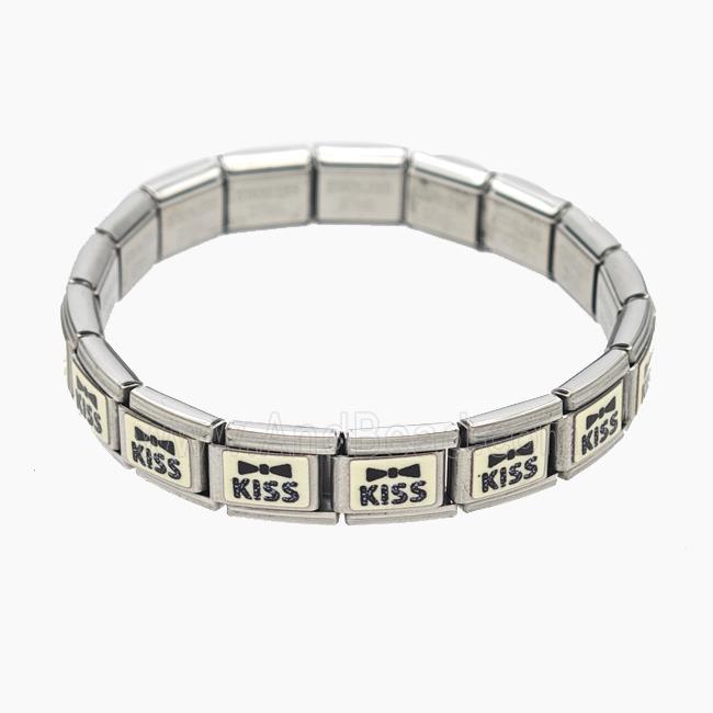 Raw Stainless Steel Module Bracelet With Kiss