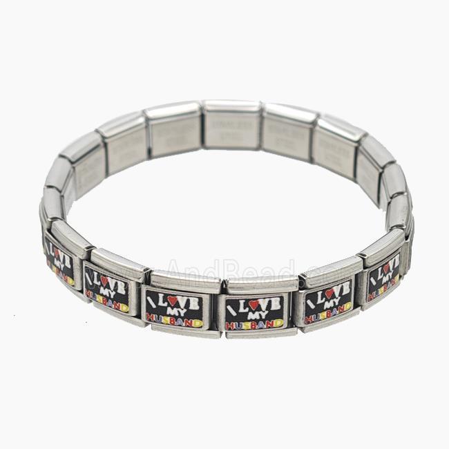 Raw Stainless Steel Module Bracelet With ILoveMyHusband