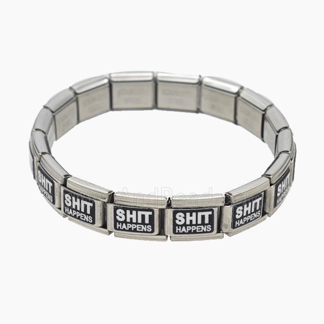 Raw Stainless Steel Module Bracelet With ShitHappens
