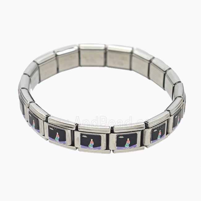 Raw Stainless Steel Module Bracelet With Boys