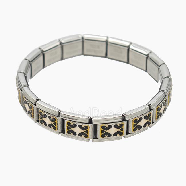 Raw Stainless Steel Module Bracelet With Heart