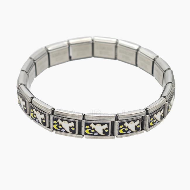 Raw Stainless Steel Module Bracelet With Halloween Devil