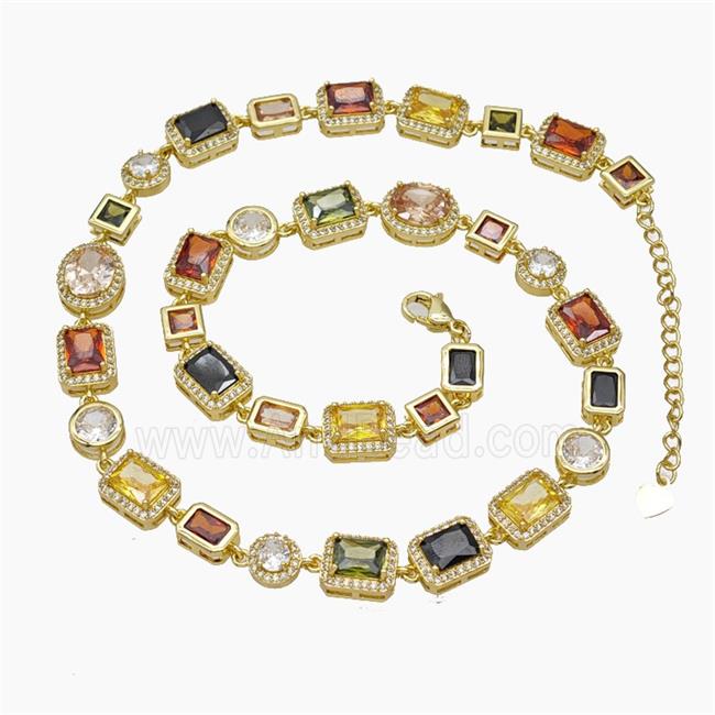 Copper Necklace Pave Zirconia Gold Plated