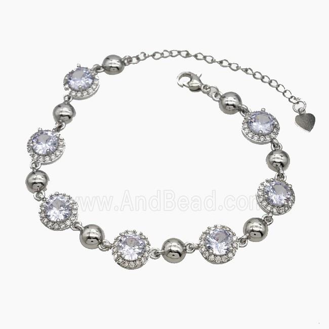 Copper Bracelet Pave Zirconia Platinum Plated