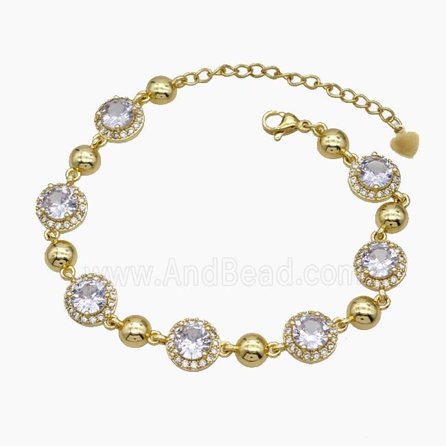 Copper Bracelet Pave Zirconia Gold Plated