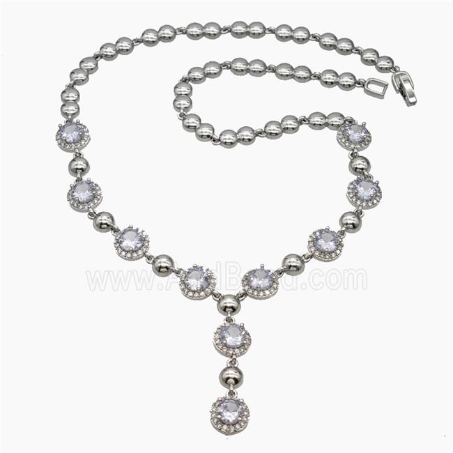 Copper Necklace Pave Zirconia Platinum Plated