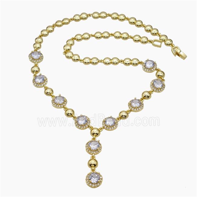 Copper Necklace Pave Zirconia Gold Plated