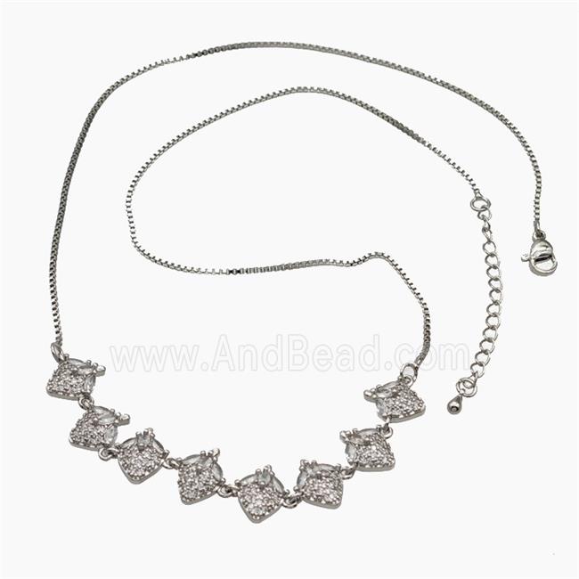 Copper Strawberry Necklace Pave Zirconia Platinum Plated