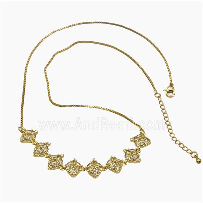 Copper Strawberry Necklace Pave Zirconia Gold Plated