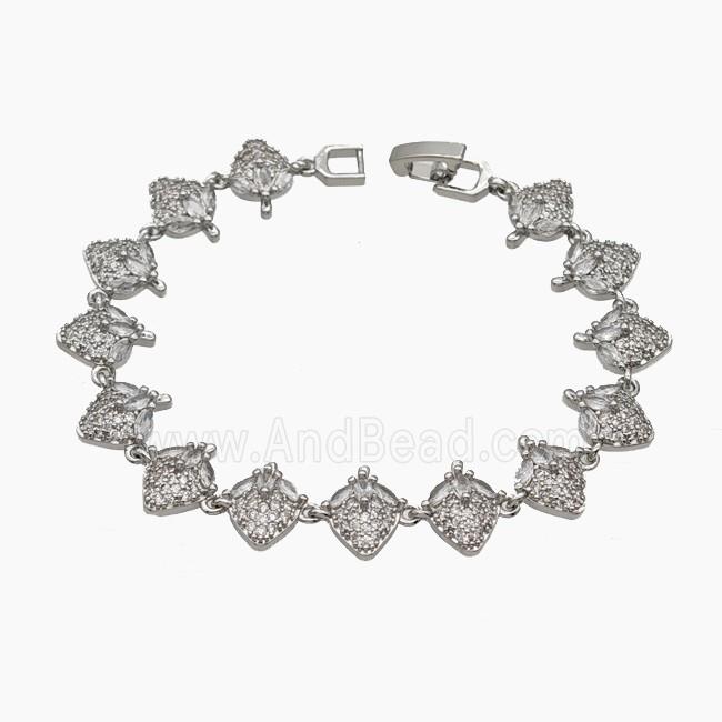 Copper Strawberry Bracelet Pave Zirconia Platinum Plated