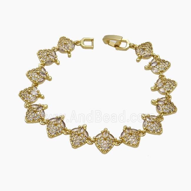 Copper Strawberry Bracelet Pave Zirconia Gold Plated
