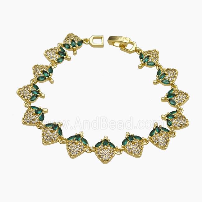 Copper Strawberry Bracelet Pave Zirconia Gold Plated