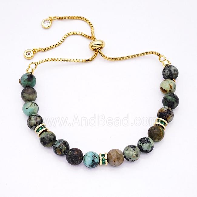 African Turquoise Bracelet Adjustable Copper Gold Plated