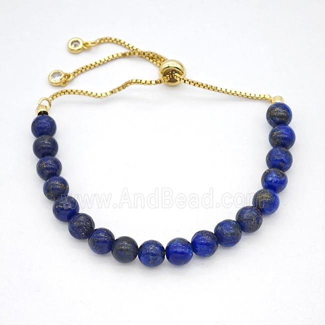 Blue Lapis Bracelet Adjustable Copper Gold Plated