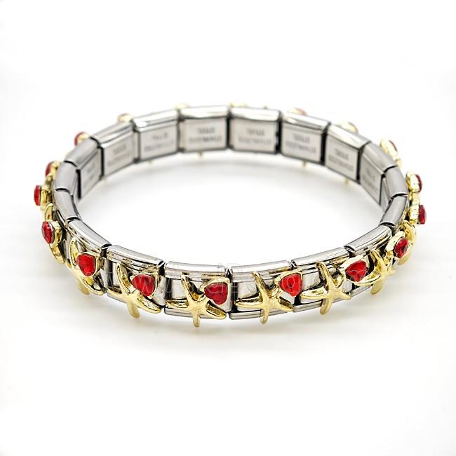 Raw Stainless Steel Module Bracelet Pave Resin Crystal Glass Starfish
