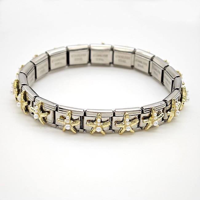 Raw Stainless Steel Module Bracelet Pave Resin Starfish