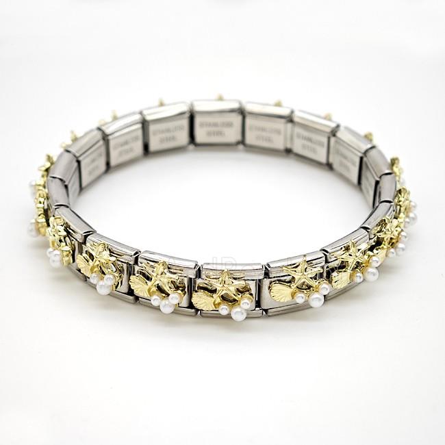 Raw Stainless Steel Module Bracelet Pave Resin Starfish