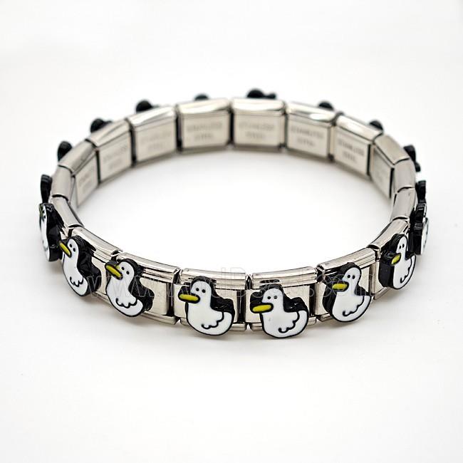Raw Stainless Steel Module Bracelet Pave Resin Duck