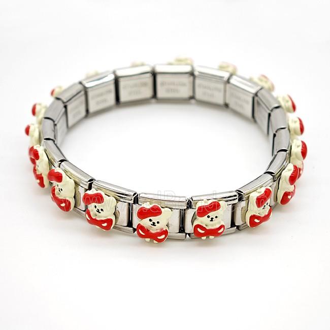 Raw Stainless Steel Module Bracelet Pave Resin Cat