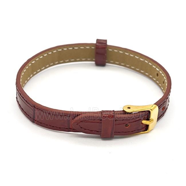 Red PU Leather Strap Bracelet