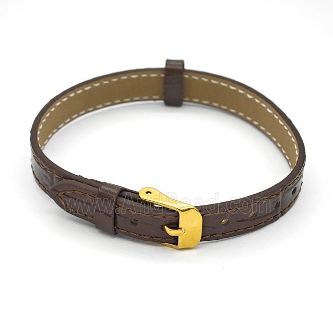 Chocolate PU Leather Strap Bracelet