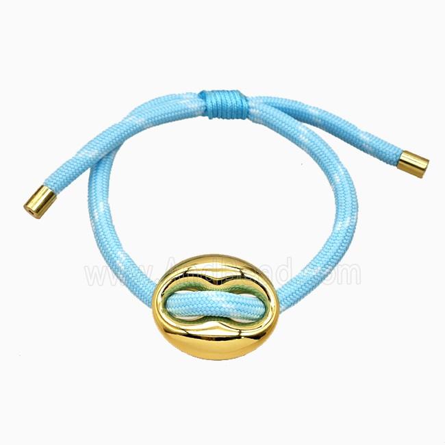 Lt.blue Nylon Bracelet With Copper Pignose Adjustable