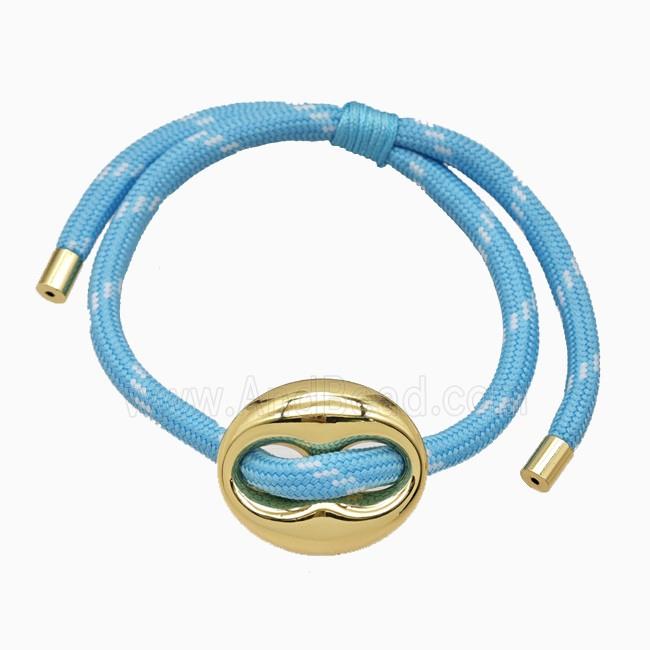 Blue Nylon Bracelet With Copper Pignose Adjustable