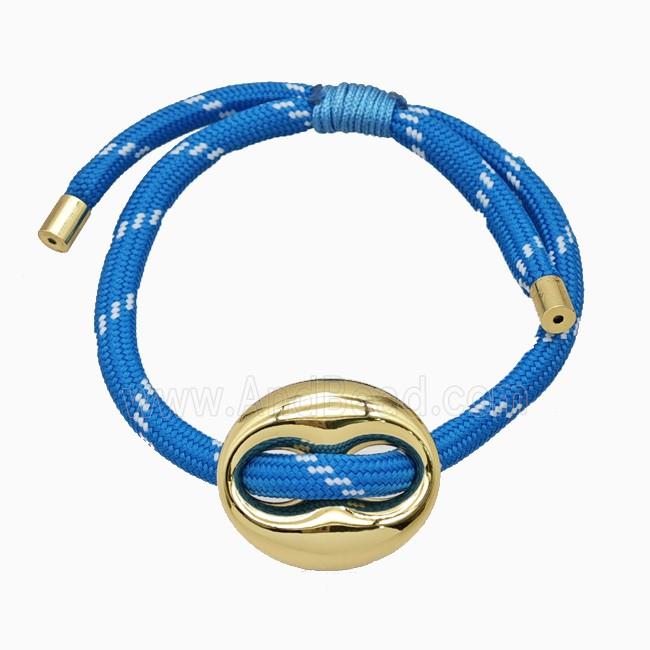 Skyblue Nylon Bracelet With Copper Pignose Adjustable
