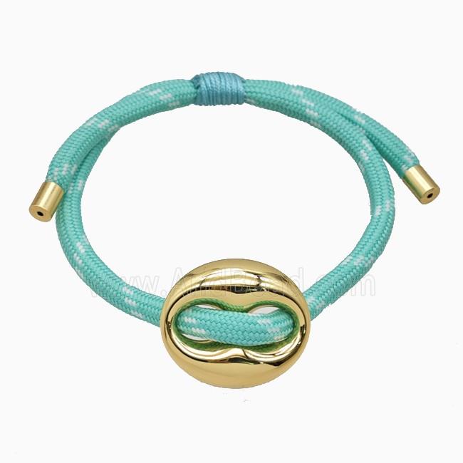 Green Nylon Bracelet With Copper Pignose Adjustable