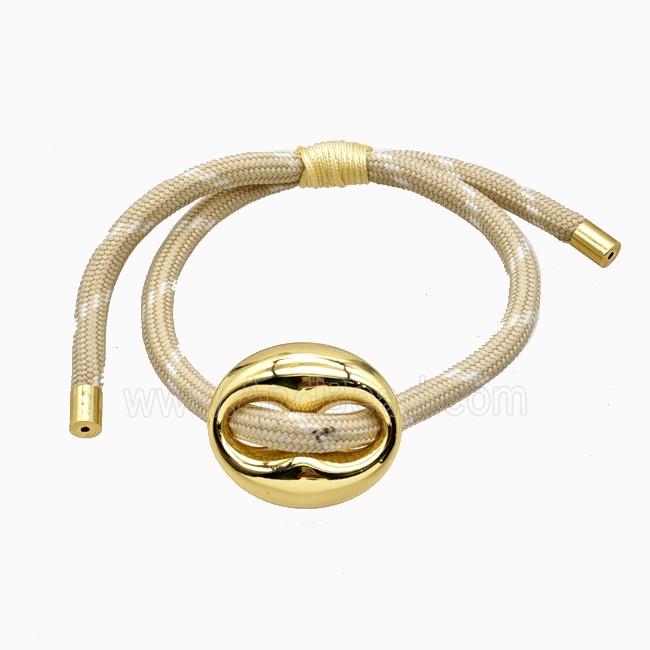 Khaki Nylon Bracelet With Steel Pignose Adjustable