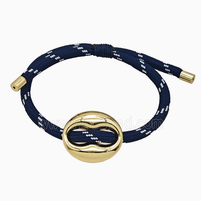 Darkblue Nylon Bracelet With Steel Pignose Adjustable