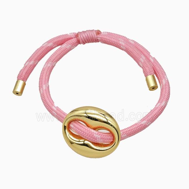 Pink Nylon Bracelet With Copper Pignose Adjustable