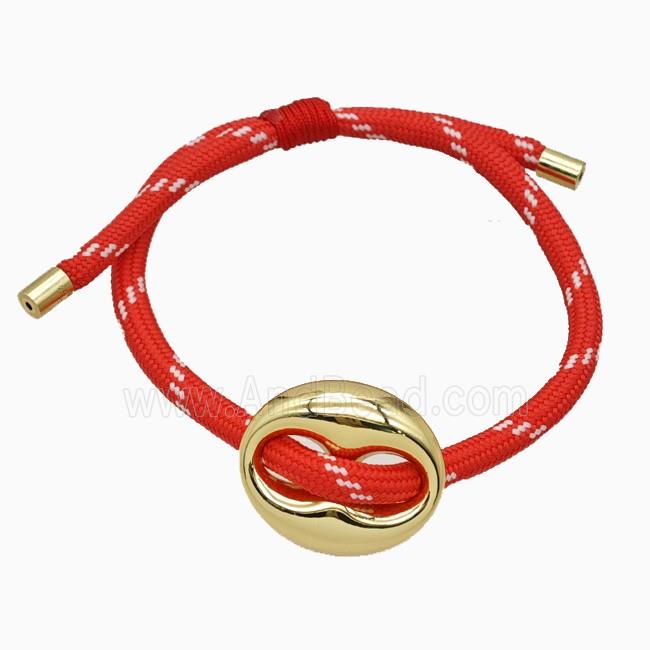 Red Nylon Bracelet With Copper Pignose Adjustable