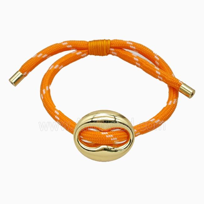 Orange Nylon Bracelet With Copper Pignose Adjustable