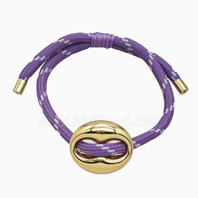 Lavender Nylon Bracelet With Copper Pignose Adjustable