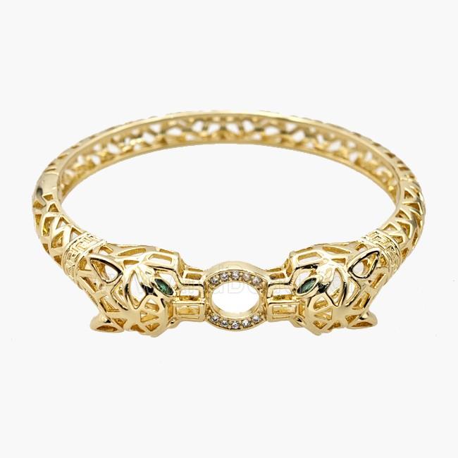 Copper Leopard Bangles Pave Zirconia 18K Gold Plated