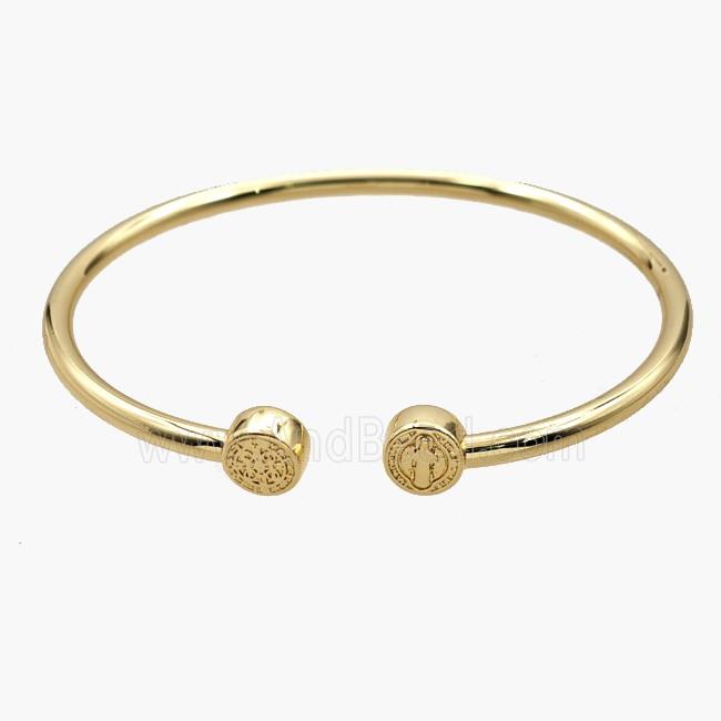 Copper Open Cuff San Judas Bangles 18K Gold Plated