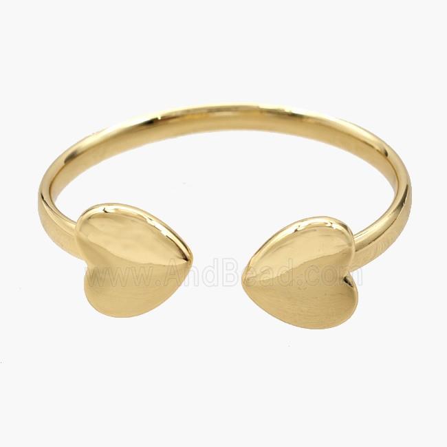 Copper Open Cuff Heart Bangles 18K Gold Plated