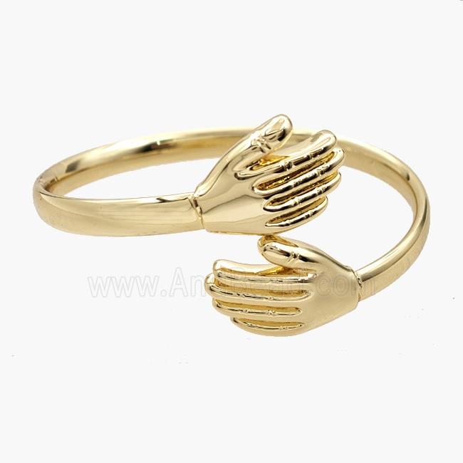 Copper Open Cuff Hand Cuddle Bangles 18K Gold Plated