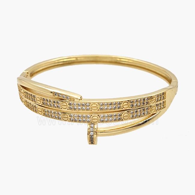 Copper Bangles Pave Zirconia 18K Gold Plated