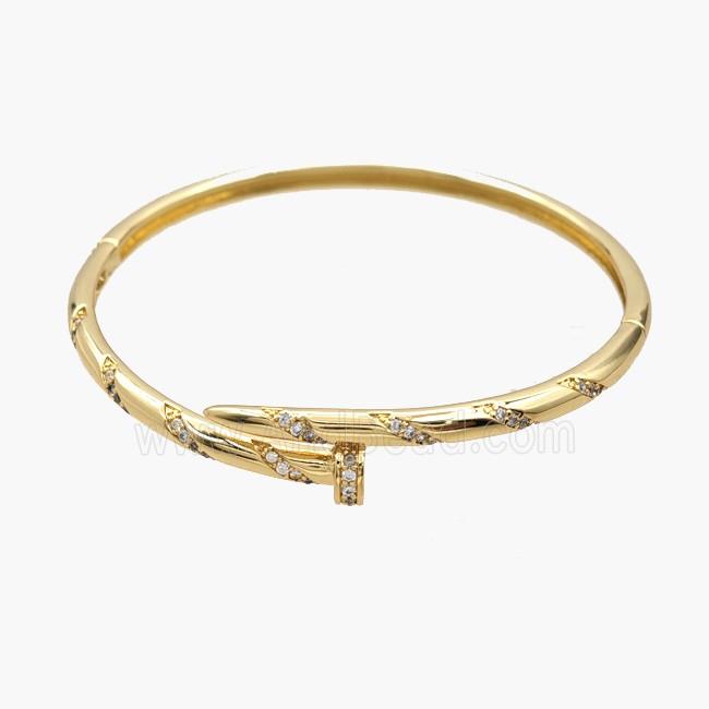 Copper Open Cuff Bangles Pave Zirconia 18K Gold Plated