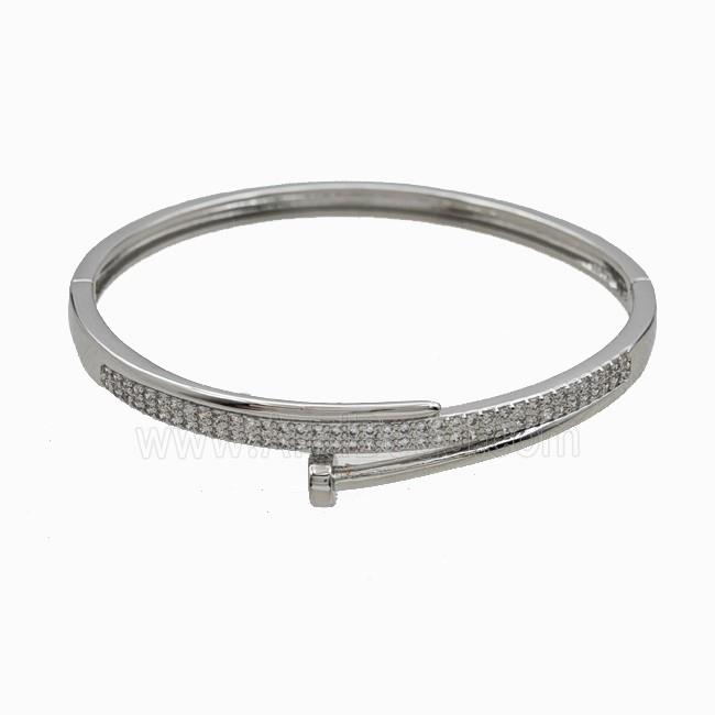 Copper Bangles Pave Zirconia Platinum Plated