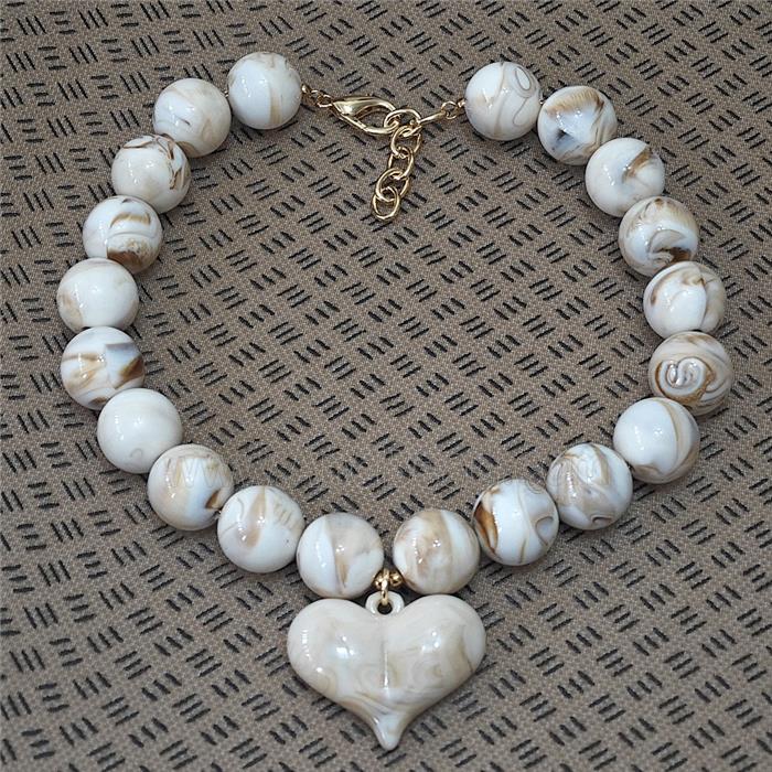 White Resin Necklace With Heart
