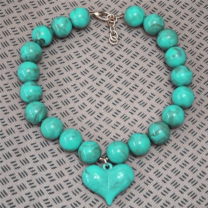 Green Resin Necklace With Heart