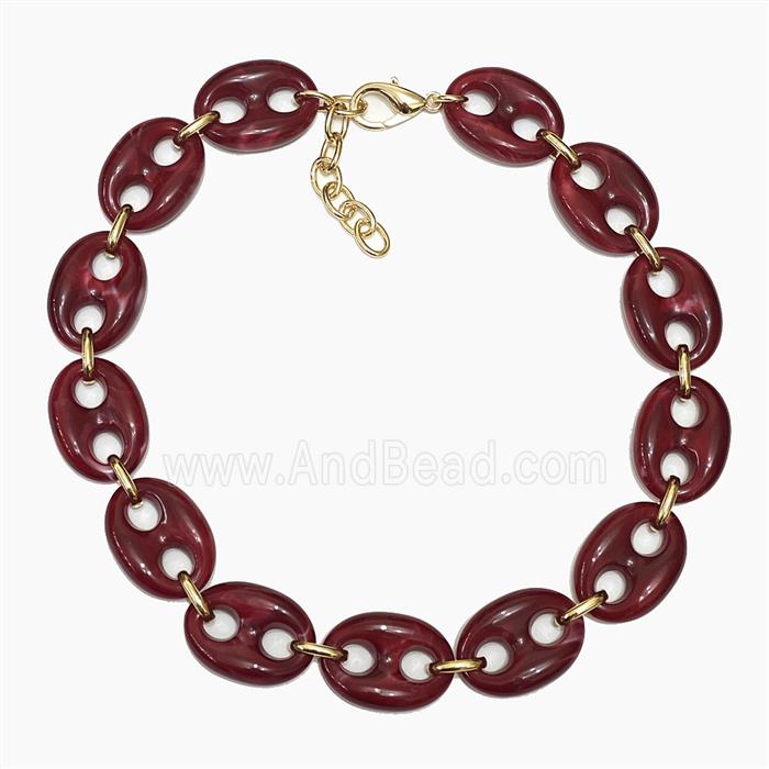 DeepRed Resin Pignose Necklaces