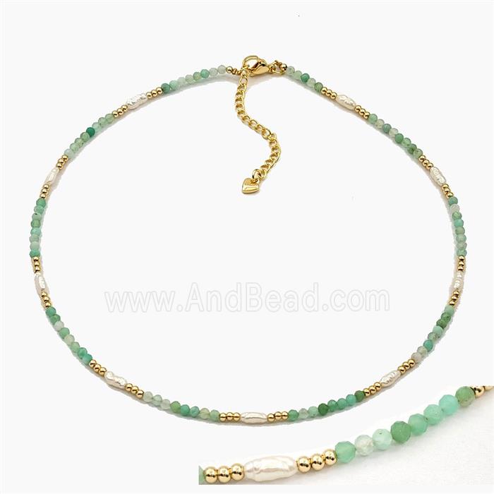 Australian Chrysoprase And Pearl Necklaces Adjustable